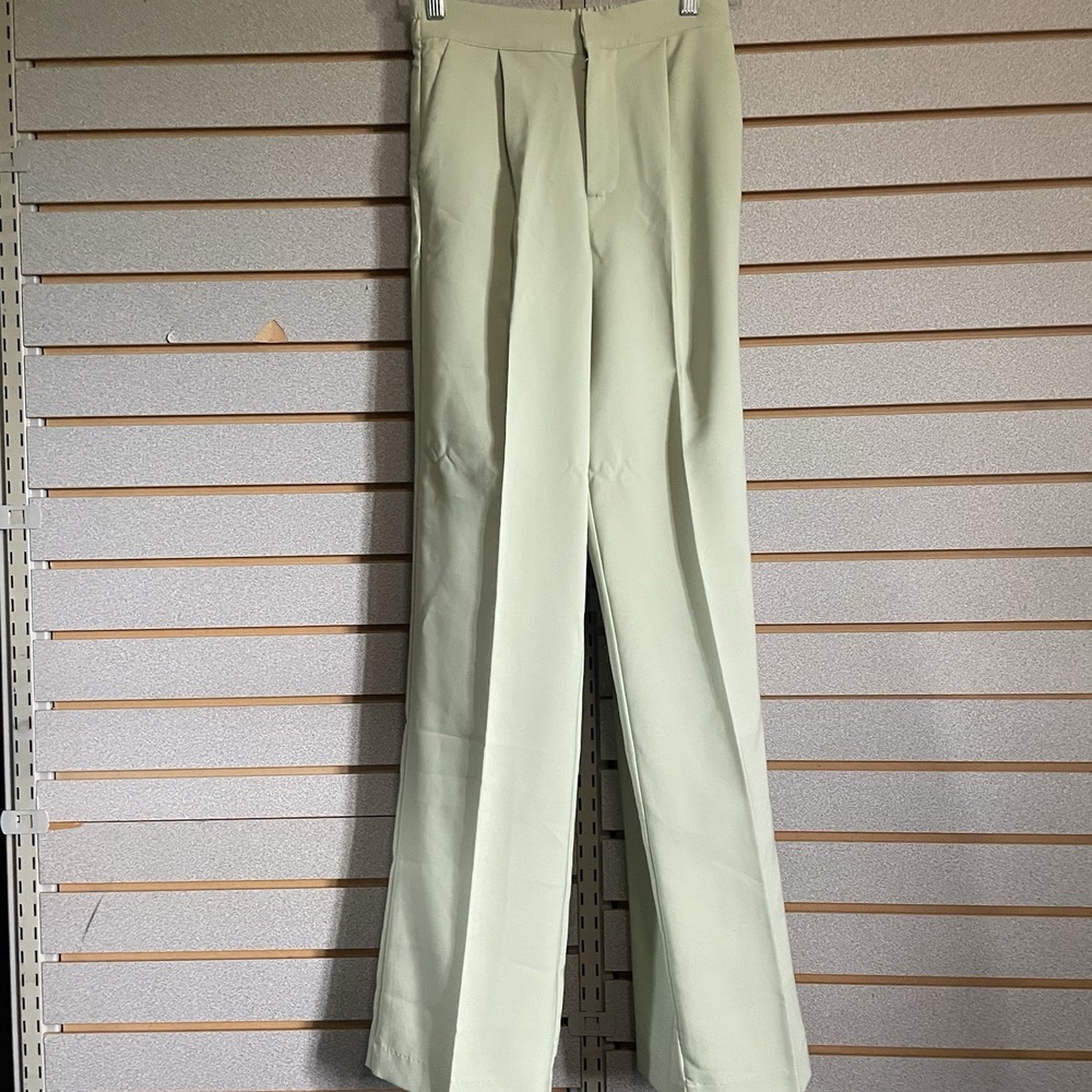 Love Tree M Light Green Lightweight Dress Pants Pockets Elastic Waist Boutique